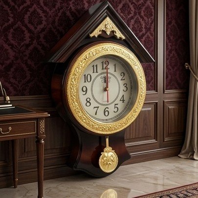 Royal Heritage Pendulum Wall Clock - Antique Brown & Gold